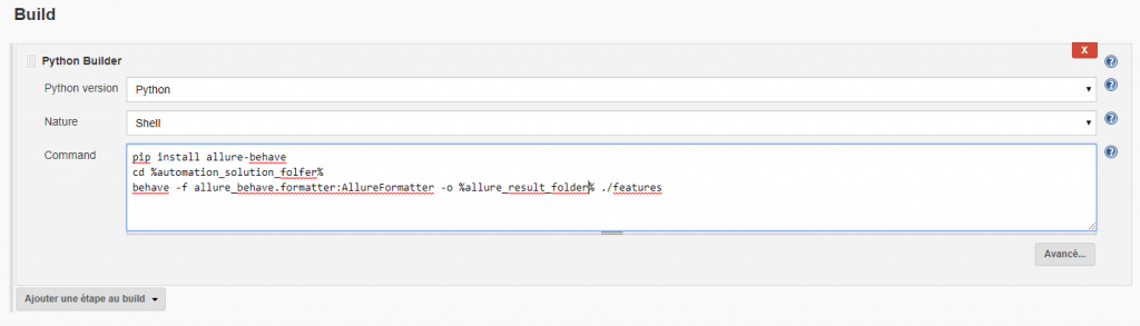 solution Selenium-Behave-Python avec Jenkins