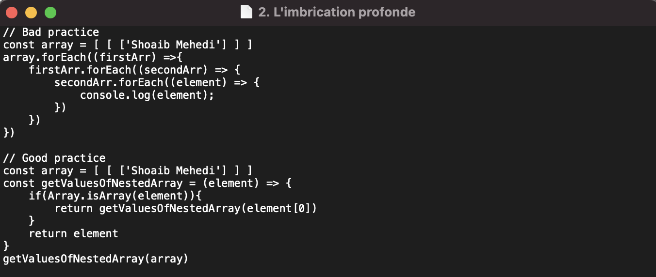 L’imbrication profonde clean code