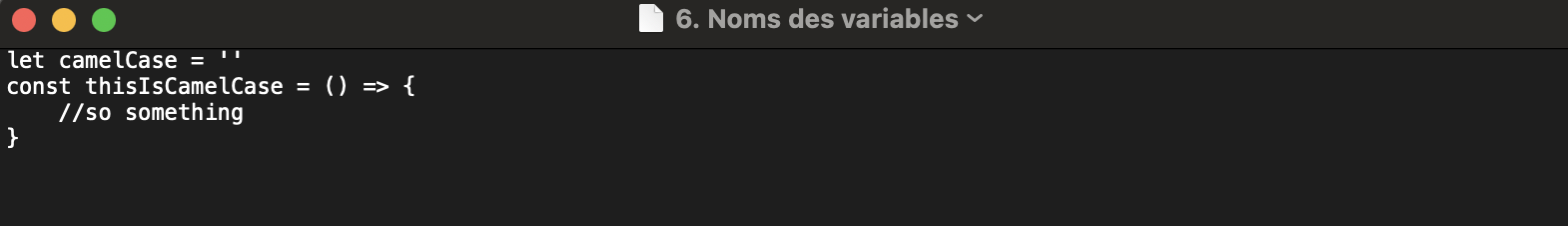 Noms des variables clean code